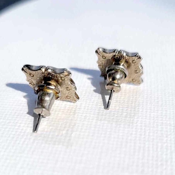 Vintage Square Gold Plated Stud Citrine Earrings - Picture 4 of 7